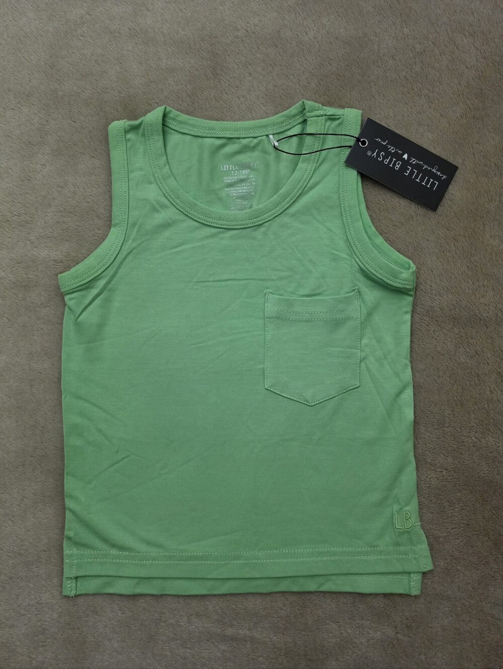 Little Bipsy Boy Electric Green Tank Top Size 12-18 Months